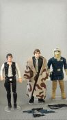 Set of 3 Kenner 3.75-inch Star Wars action figures: Han Solo (1978), Han Solo in Endor trench