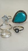 5 Silver rings