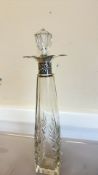 Silver top glass decanter