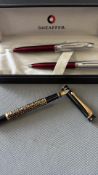 2x Sheafer ball point pens & German fountain pen