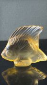 Lalique topaz crystal Poissonâ€ fish figurine