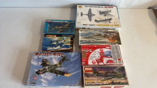 Collection of 8 boxed aircraft model kits