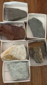 Boxed set of six geological rock specimens