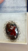 Oval signed portrait silver & rhodium plate plate