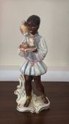 Wedgwood & Co Ltd hand-painted figural pageboy with parrot - Parrot AF