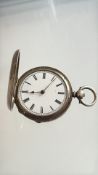 Silver open faced hunter pocket watch