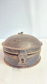 Victorian round tin spice compartment box with dom
