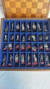 Armada pewter chess set with integral wooden board