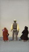 Set of 3 vintage Kenner Star Wars 3¾-inch action figures: Jawa with cloth robe, rare Jawa with brown