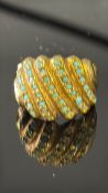Gold plated ring set with turquoise