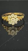 9ct Gold ring set with white stone cluster Weight