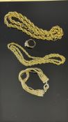 Collection of gold plated costume jewellery