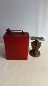 Vintage petrol can and brass swivel mount