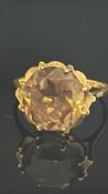 9ct Gold ring set with large Smokey quarts Weight