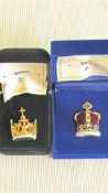 Pair of boxed miniature gilt tin crowns, limited e