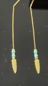 Pair of 9ct Gold earrings set with turqoise 1.8g