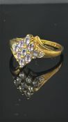 9ct Gold ring set with amethyst cluster Weight 3g