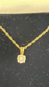 9ct Gold chain & pendant, pendant set with small d