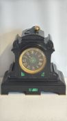 Richard & Cie black slate and malachite mantel clock