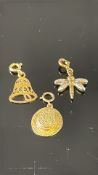 3x 9ct Gold charms/pendant Weight 4g