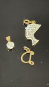 3x 9ct Gold charms/pendants Weight 1.4g