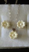 9ct Gold chain, pendant & earrings set (possibly b