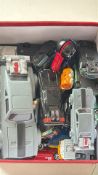 Box of Mattel toy cars