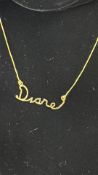 9ct Gold chain & Diane pendant Weight 2g