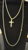 2x Silver necklaces Weight 29g - 1 with cross pend