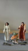 Group of 3 Kenner Star Wars 3.75-inch action figures: Princess Leia Organa with white vinyl cape,