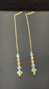 Pair of 9ct Gold earrings set with coloured stones