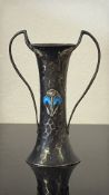Art Nouveau silver twin handled vase Birmingham ha