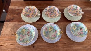 Set of 6 Shelley Chintz bone china teacups and saucers