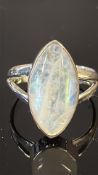 Silver rainbow moonstone ring Size O with certific