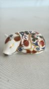 Royal crown derby sleeping piglet with silver stop