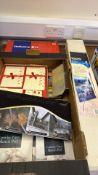 Group of art supplies with easel, pencils, pastels and sketch pads