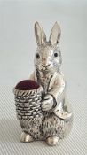 Large silver Peter rabbit pin cushion