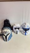 Set of 4 Star Wars role-play helmets and Darth Vader figure case