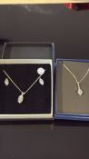 2 silver & cz marquise cut pendant & earrings