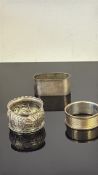 3x Silver napkin rings Weight 50g
