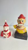Pair of clown mechanical coin banks