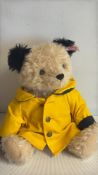 Steiff mohair teddy bear in yellow raincoat