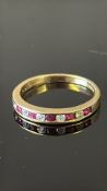 9ct Gold ring set with diamonds & ruby Weight 1.6g