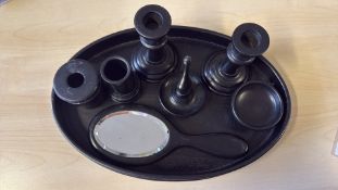 Ebony Victorian dressing table set