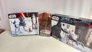 Group of 3 boxed Star Wars action figure and vehicle sets