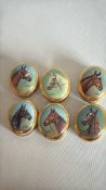 Set of 6 Danbury Mint â€œGreat Racehorsesâ€ bone-china trinket boxes