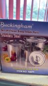Set of 3 Buckingham Stainless Steel Deep Stock Pots