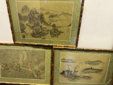 3x Early 20th century Chinese paintings on silk wi