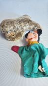 Steiff mohair dog soft toy and Semco Mickey Mouse hand puppet