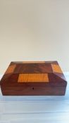 Inlaid jewellery box & contents